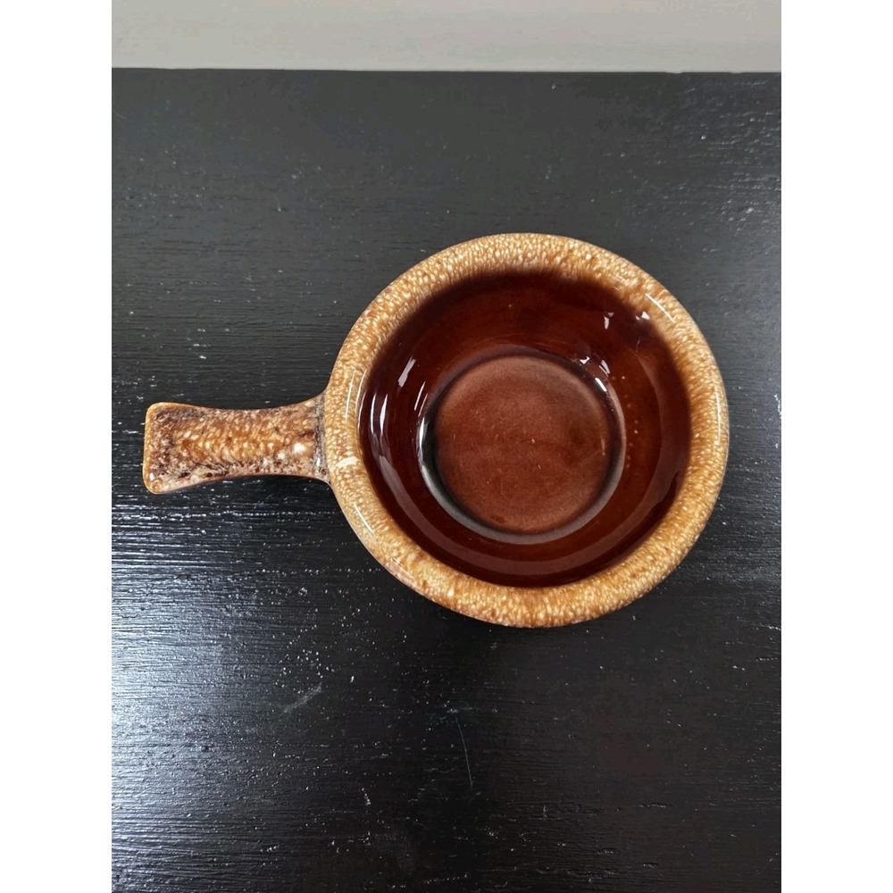 Vtg Hull Crooksville Oven Proof Brown Drip Soup Bowl Handle Replacement Piece - Picture 3 of 4